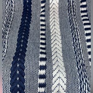 Navy and White Textured Striped Boho Pillow Covers